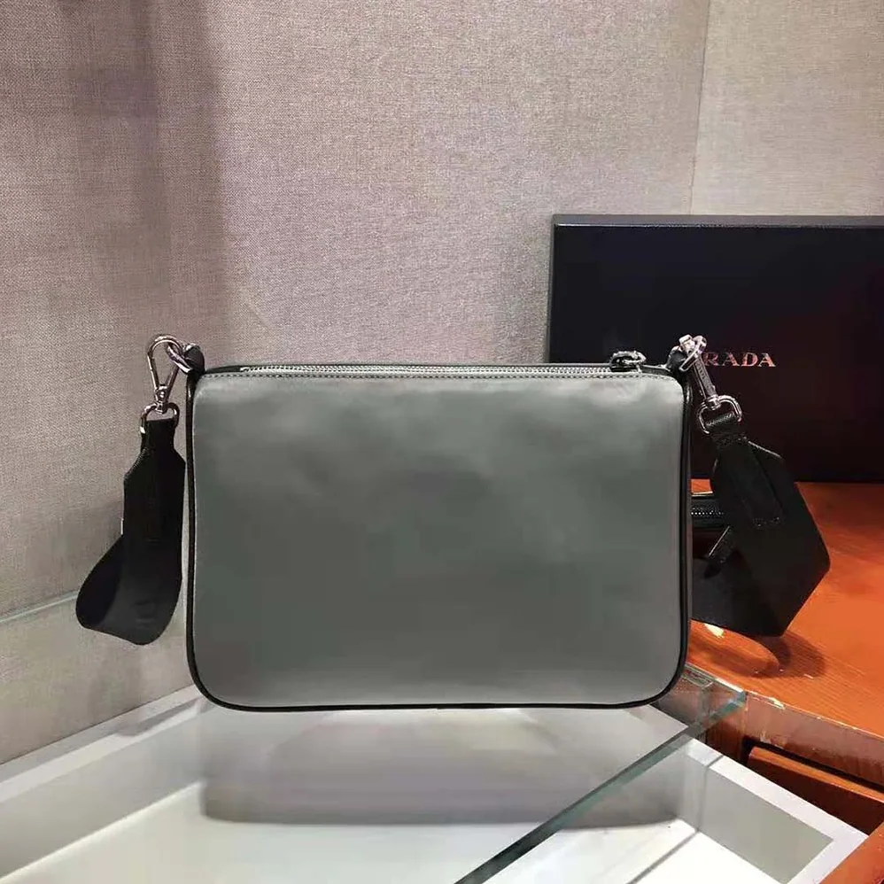 Prada Nylon and Saffiano Leather Bag with Strap for Men in Silver