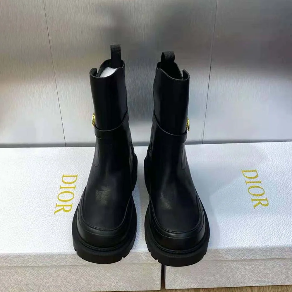 Dior Empreinte Ankle Boot Black Calfskin and Rubber for Women