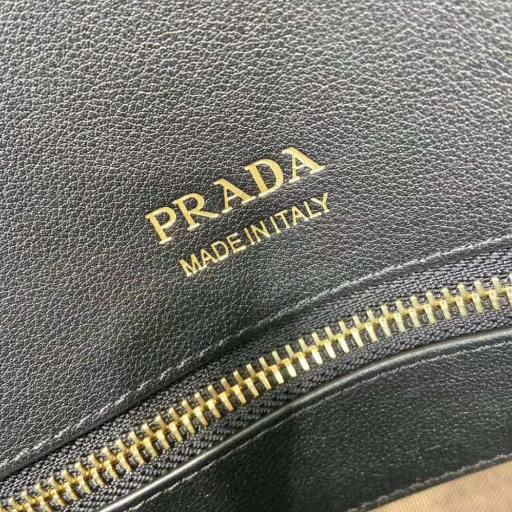 Prada Large Leather Tote Bag with Buckles for Women in Black Prada Large Leather Tote Bag with Buckles for Women in Black