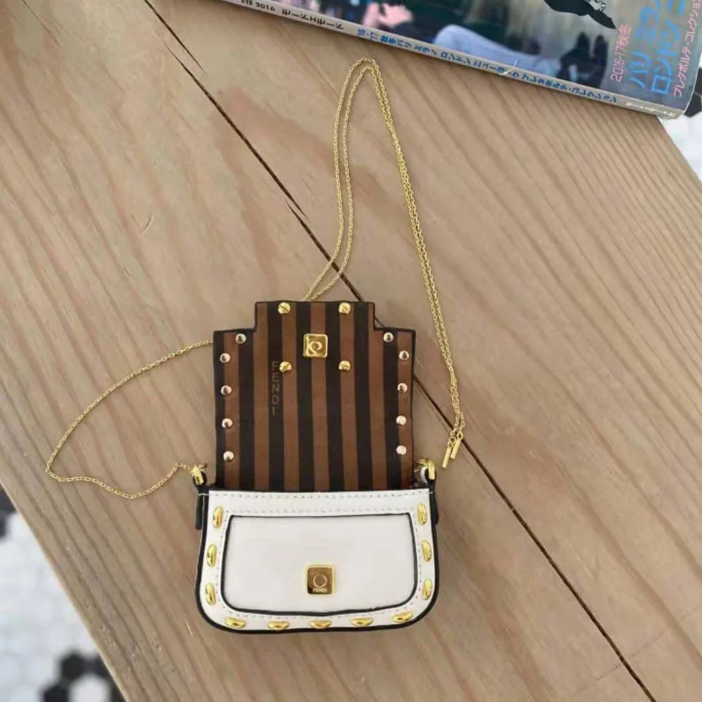 Fendi Nano Baguette White Nappa Leather Charm for Women