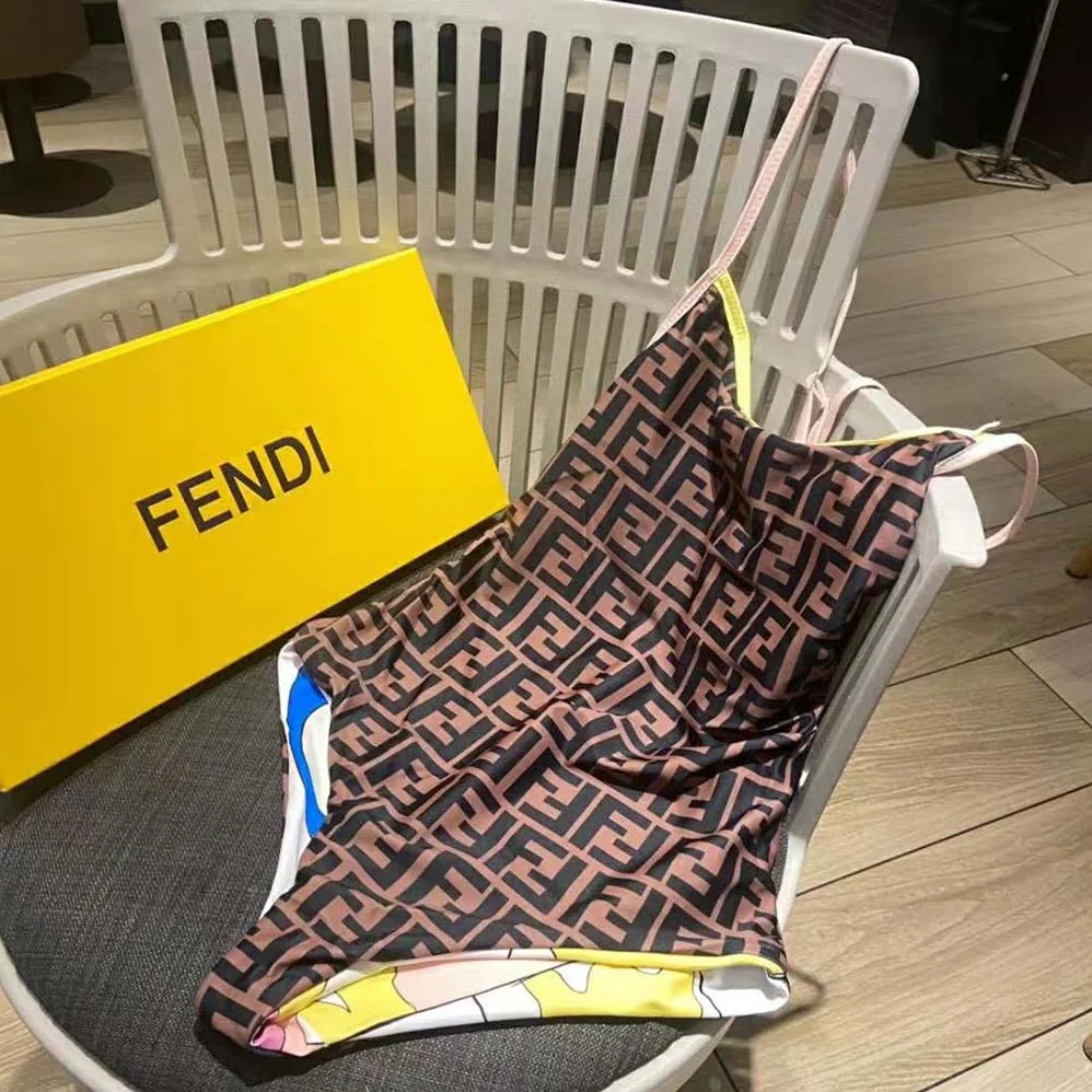 Fendi Swimsuit Multicolor Lycra Swimsuit for Women in White