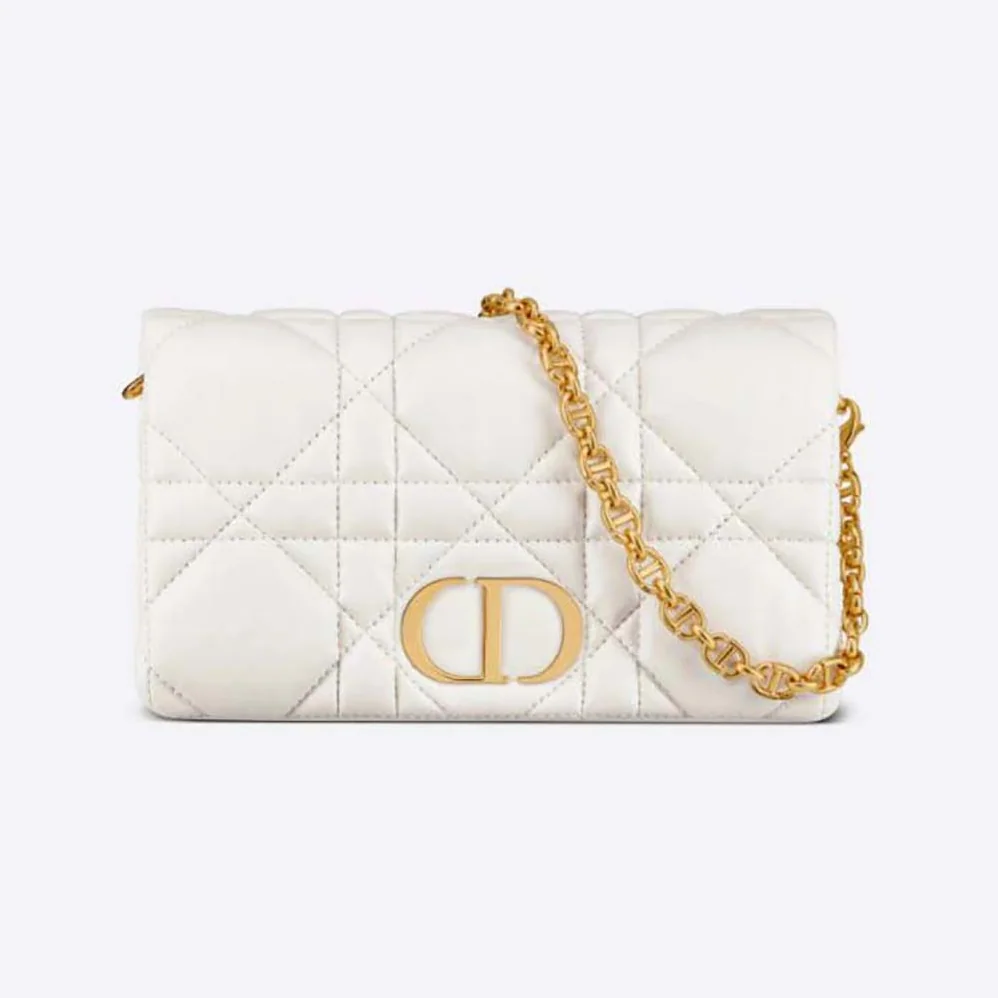 Dior Caro Macrocannage Pouch Latte Quilted Macrocannage Calfskin for Women Dior Caro Macrocannage Pouch Latte Quilted Macrocannage Calfskin for Women