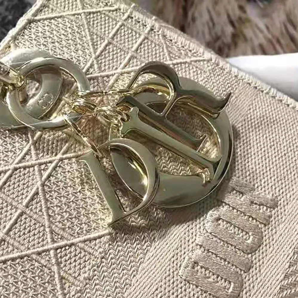 Dior Medium Lady D-Lite Bag Cannage Embroidery in Sandy Dior Medium Lady D-Lite Bag Cannage Embroidery in Sandy