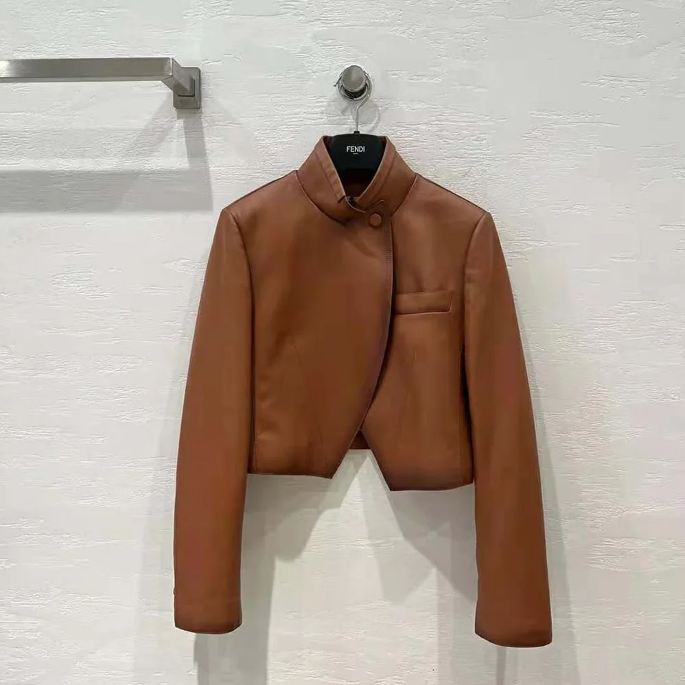 Fendi Shaded for Women in Effect Tan Leather Jacket Fendi Shaded for Women in Effect Tan Leather Jacket