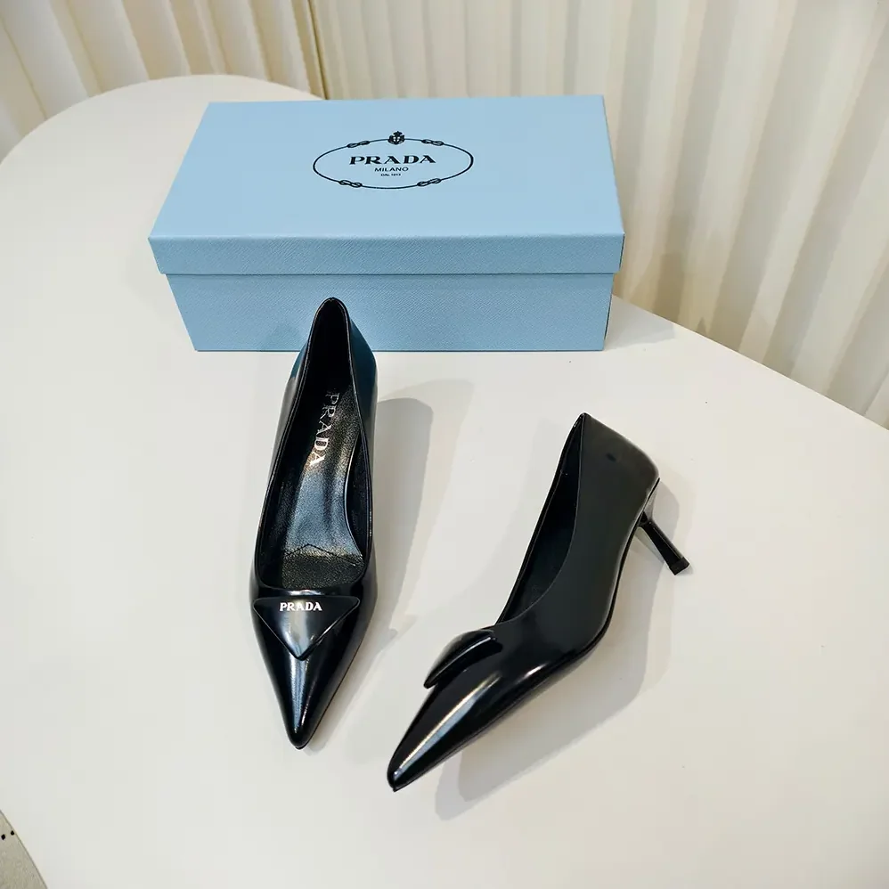 Prada Brushed Leather Pumps for Women in Black