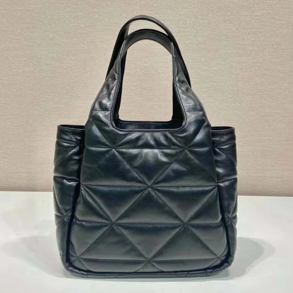 Prada Medium Nappa-Leather Tote Bag with Topstitching for Women