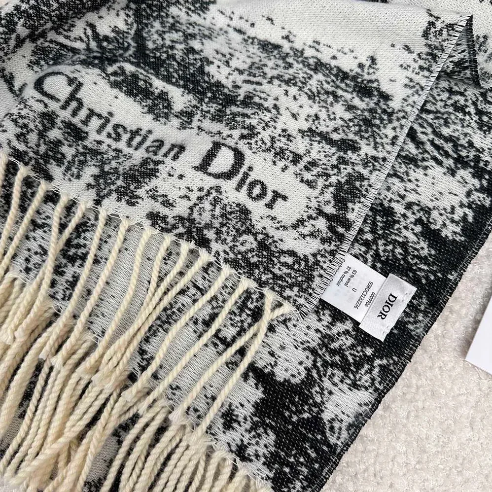 Dior Toile de Jouy Sauvage Scarf Navy Blue Cashmere and Wool for Unisex Dior Toile de Jouy Sauvage Scarf Navy Blue Cashmere and Wool for Unisex