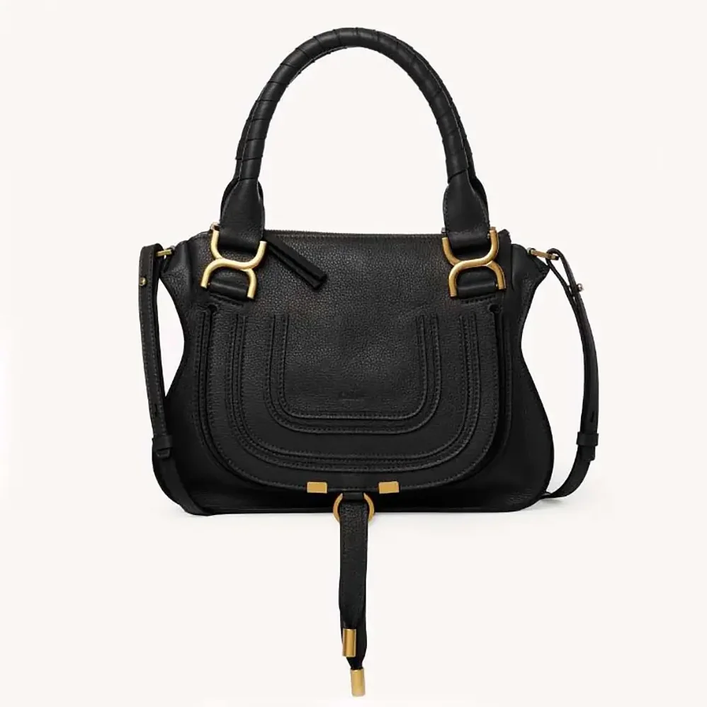 Chloe Small Marcie Bag in Grained Leather for Women in Black Chloe Small Marcie Bag in Grained Leather for Women in Black