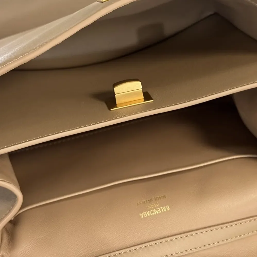Balenciaga Rodeo Handbag Mini In latte Smooth Calfskin Aged for Women in gold Hardware