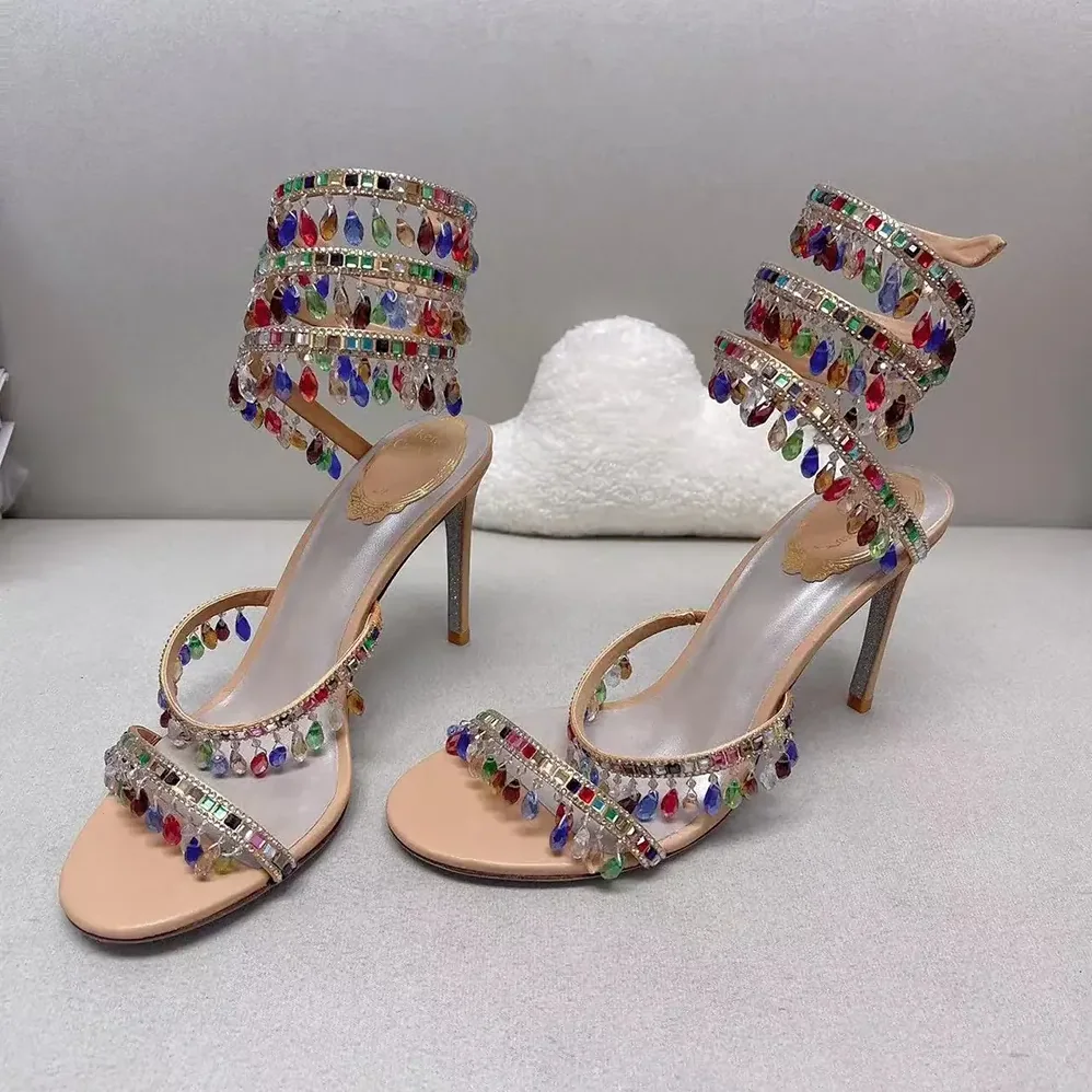Rene Caovilla Chandelier Crystal Sandy Sandal 105 for Women Rene Caovilla Chandelier Crystal Sandy Sandal 105 for Women