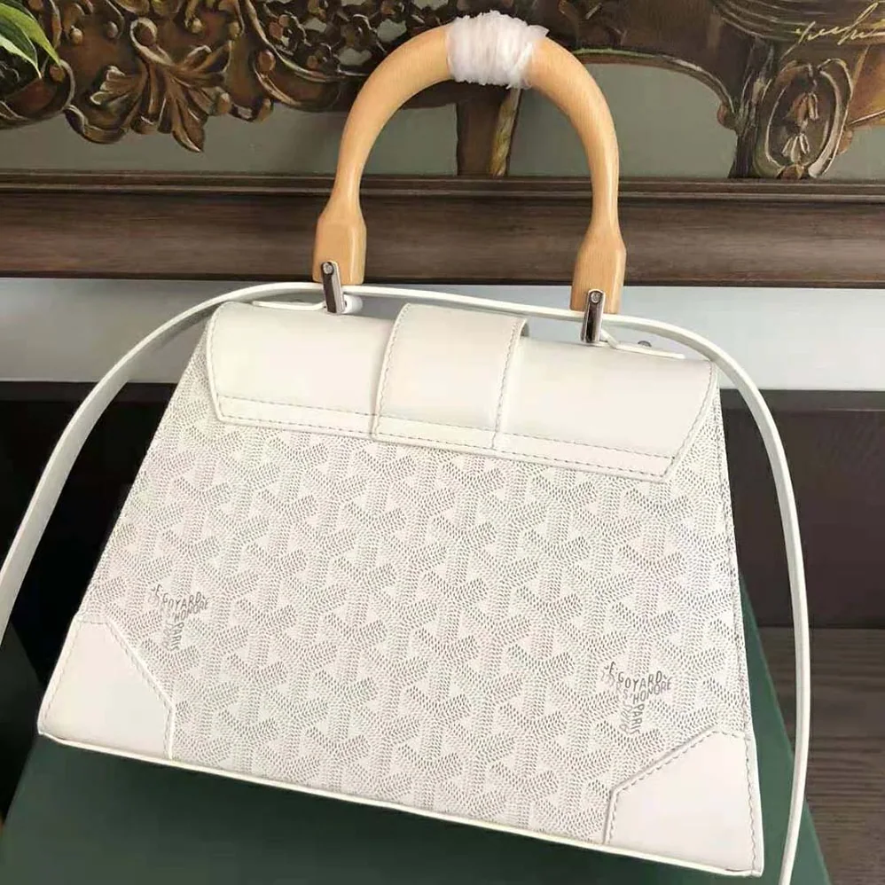 Goyard Sac Saïgon PM in Toile Goyardine & Clamecy Calfskin for Women in White Goyard Sac Saïgon PM in Toile Goyardine & Clamecy Calfskin for Women in White