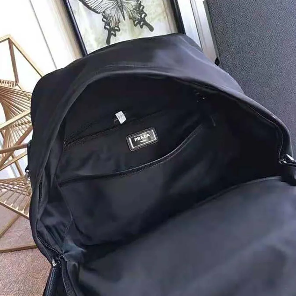 Prada Iconic Nylon Backpack with Timeless for Men in Black Prada Iconic Nylon Backpack with Timeless for Men in Black