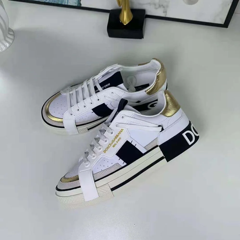 Dolce Gabbana D&G Calfskin 2.Zero Custom Sneakers with Contrasting Details for Women in Black Dolce Gabbana D&G Calfskin 2.Zero Custom Sneakers with Contrasting Details for Women in Black