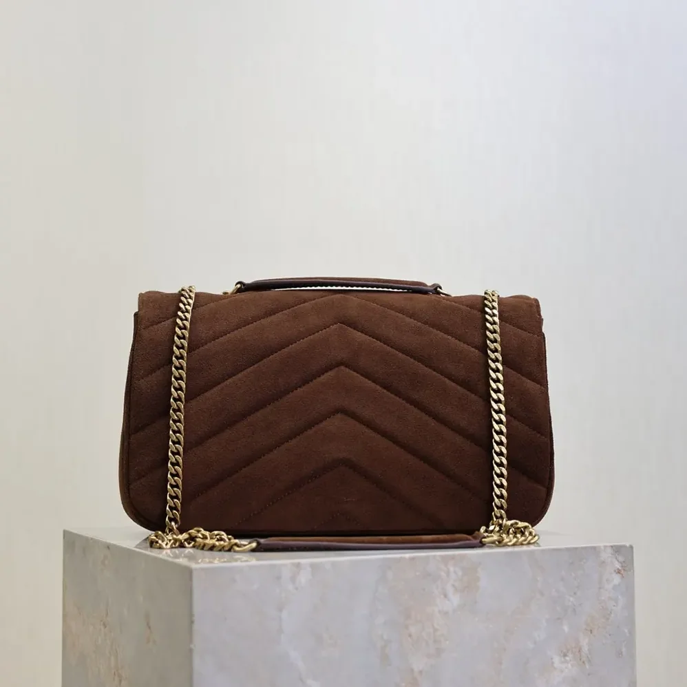 Saint Laurent YSL Loulou Medium In Matelassé Suede for Women in Brown