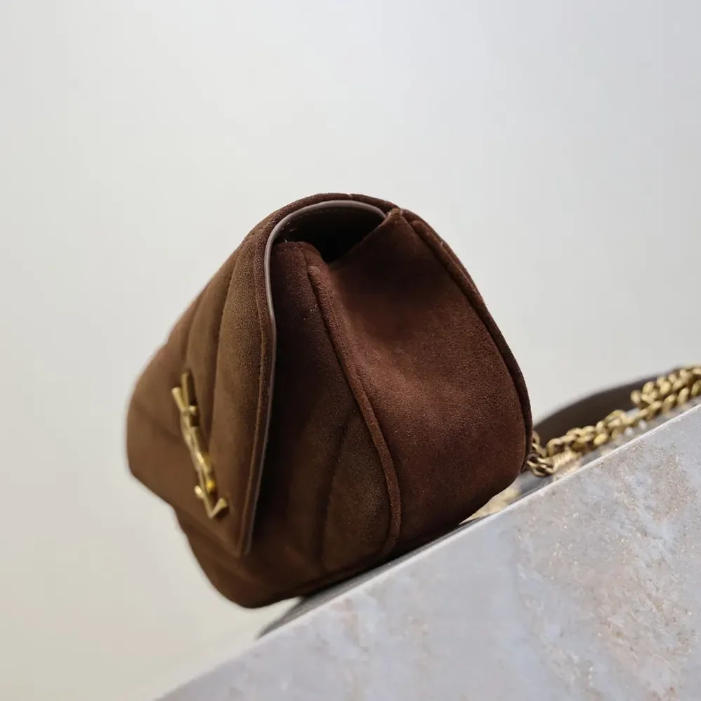 Saint Laurent YSL Loulou Mini In Suede for Women in Brown Saint Laurent YSL Loulou Mini In Suede for Women in Brown