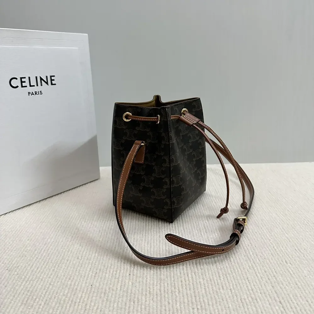 Celine Micro Sailor in Triomphe Canvas and Calfskin for Women in Brown