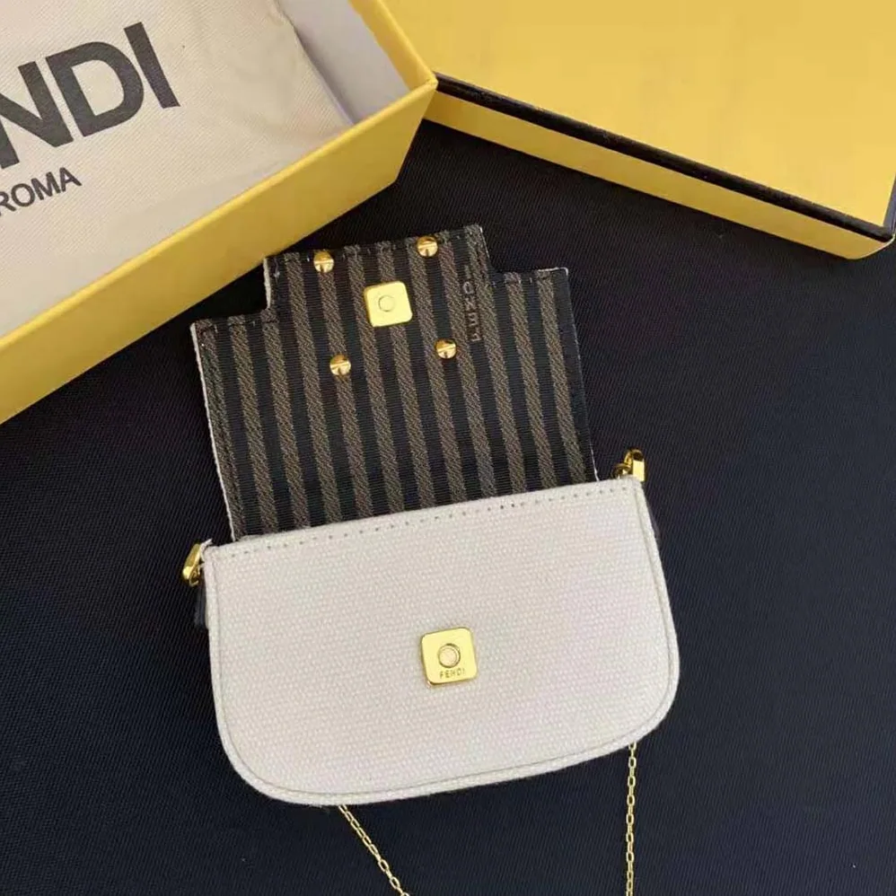 Fendi Nano Baguette Charm Beige Canvas Charm for Women