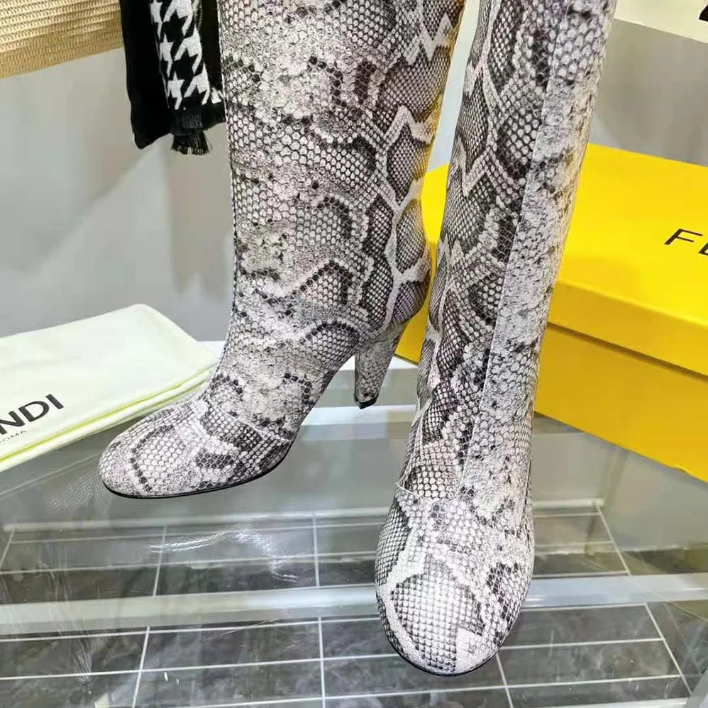 Fendi Karligraphy High-heeled Boots in Brown Python for Women Fendi Karligraphy High-heeled Boots in Brown Python for Women