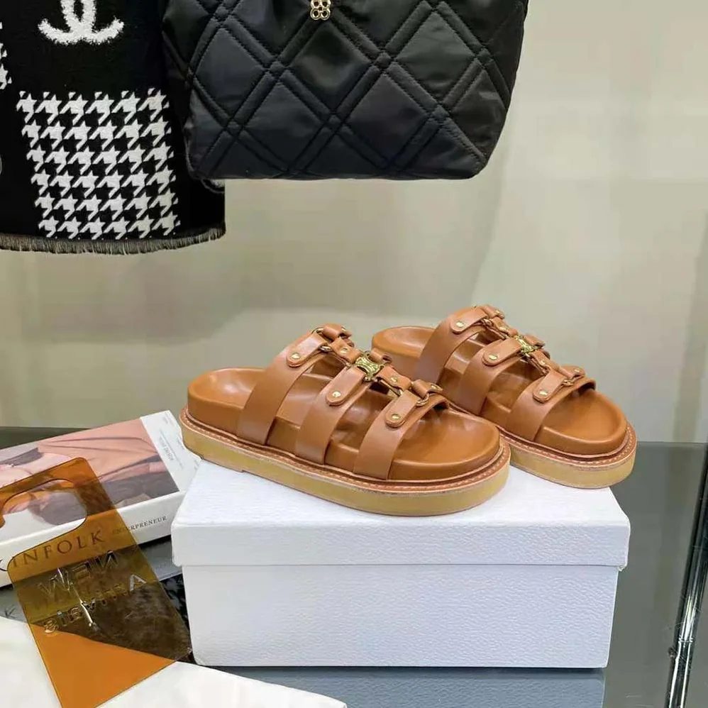 Celine Slides Tippi in Calfskin Vegetal Tanning for Women Celine Slides Tippi in Calfskin Vegetal Tanning for Women