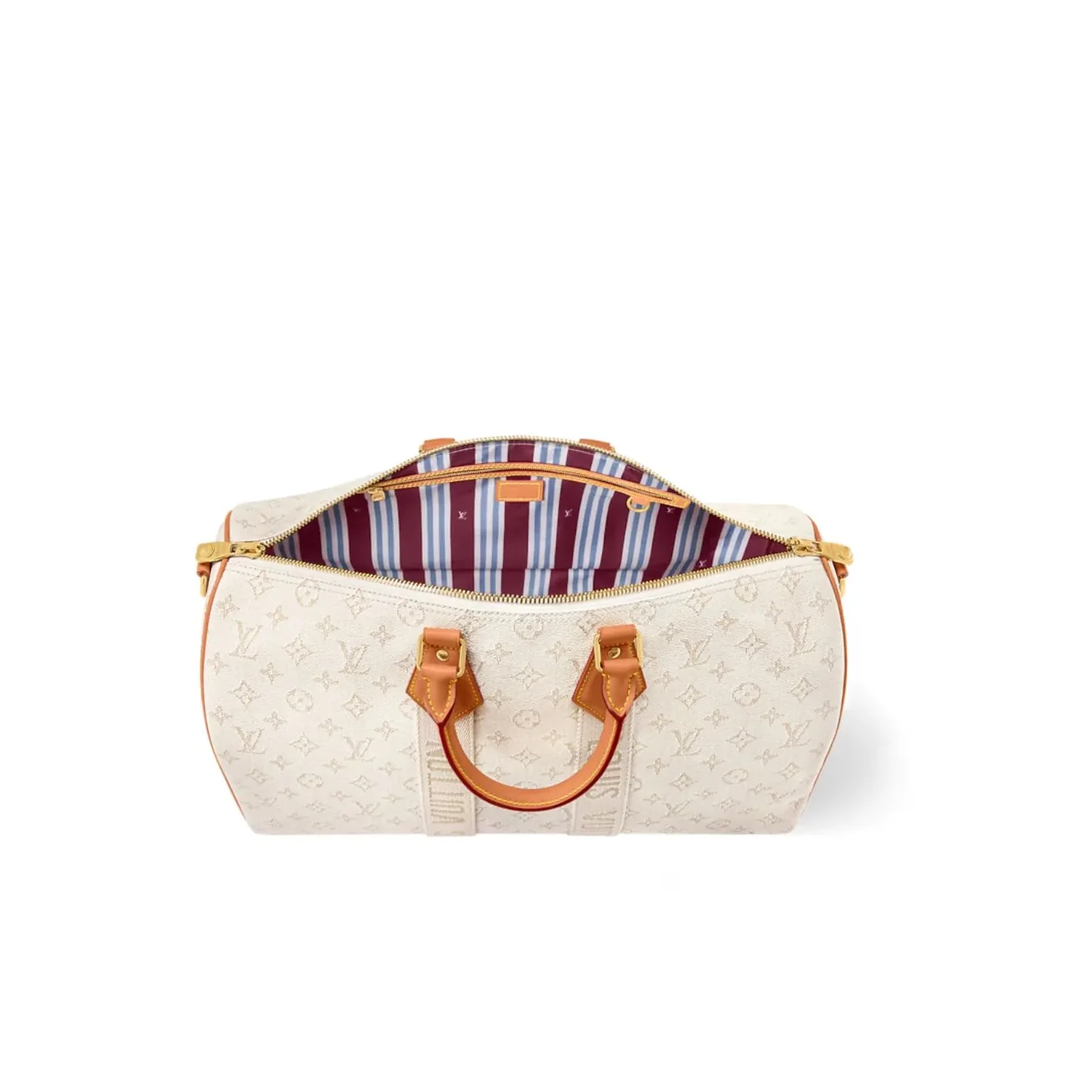 Louis Vuitton Keepall Bandouliere 45 Travel Bag / Off in White Gold Hardware