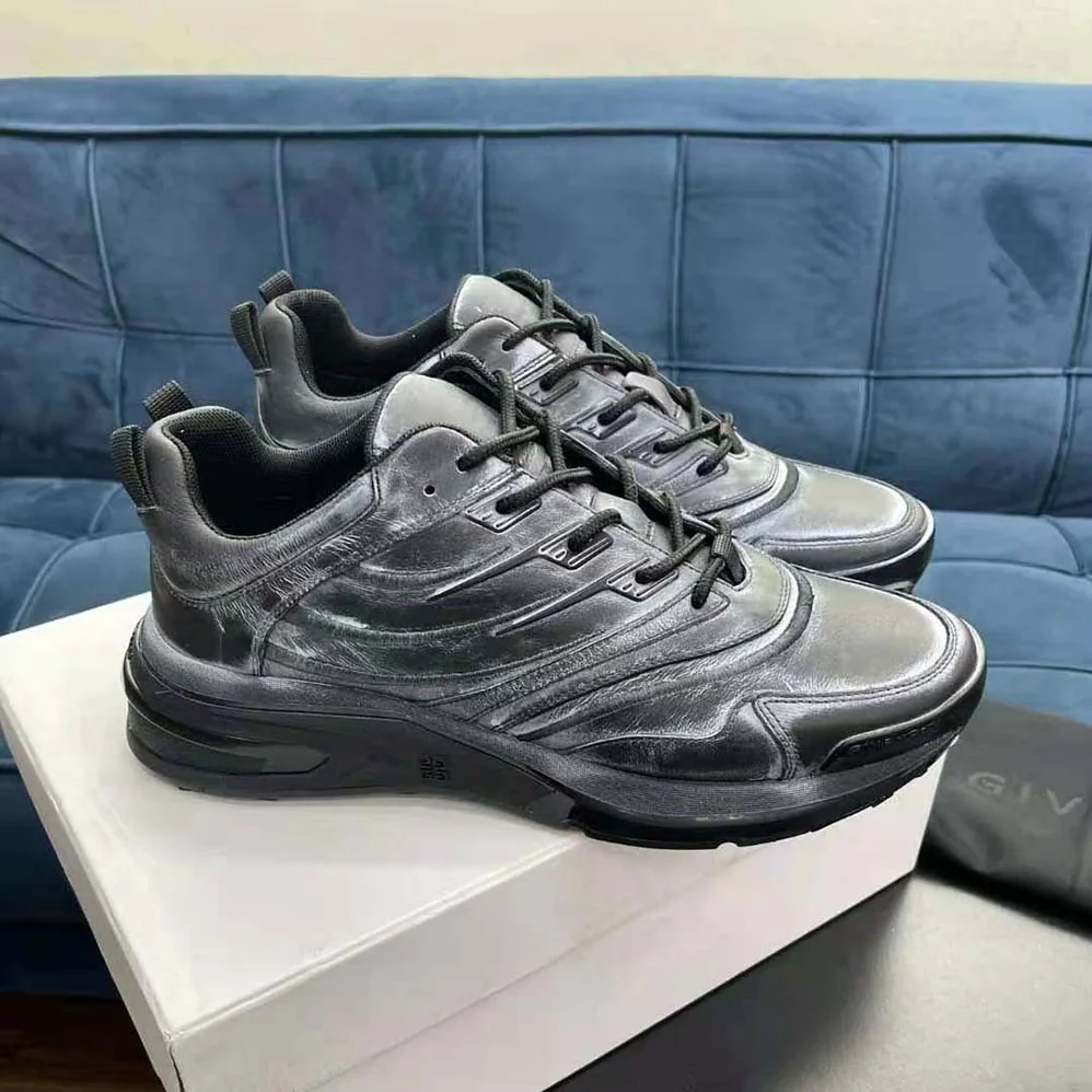 Givenchy Giv 1 Sneakers in Leather with Tag Effect Prints for Men in Black