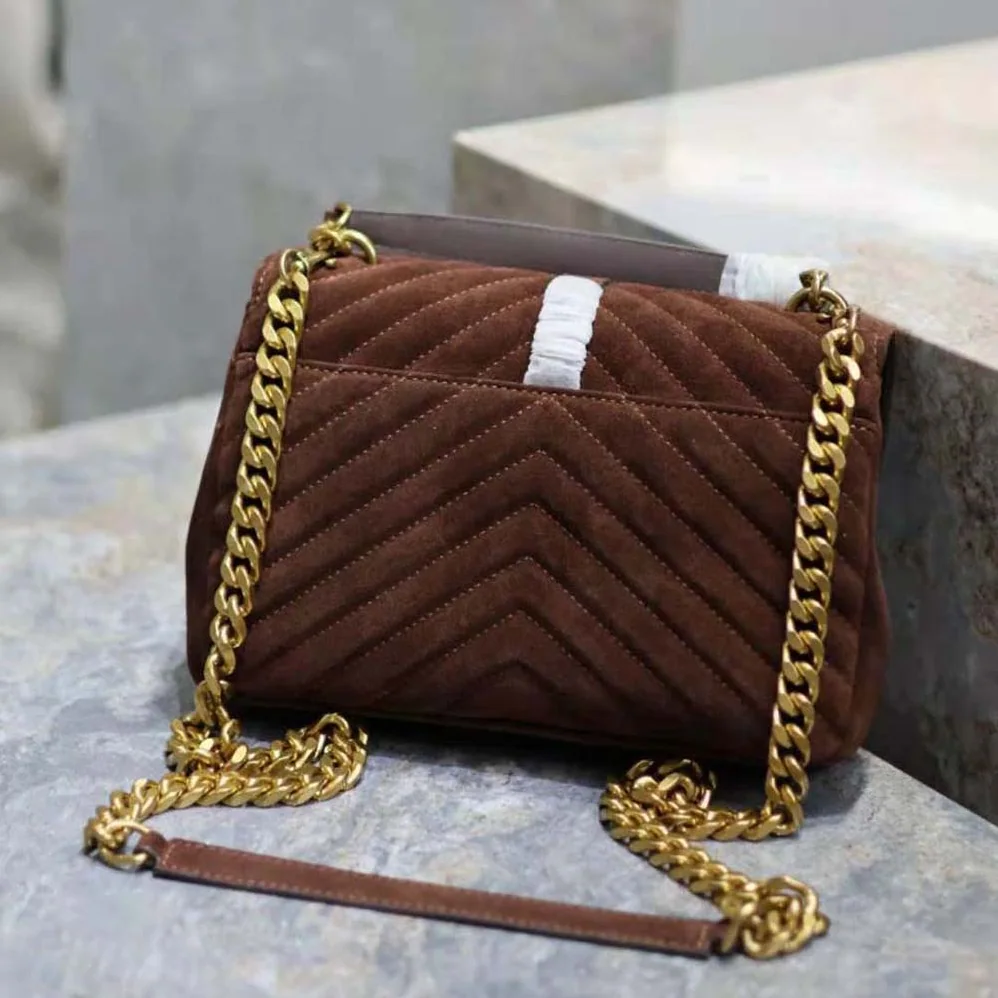 Saint Laurent YSL College Medium in Quilted Suede for Women