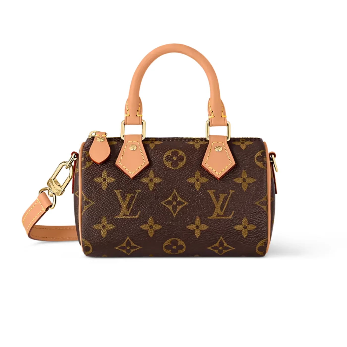 Louis Vuitton Nano Speedy Top Handle Bag / Brown Monogram Canvas Gold Hardware Louis Vuitton Nano Speedy Top Handle Bag / Brown Monogram Canvas Gold Hardware