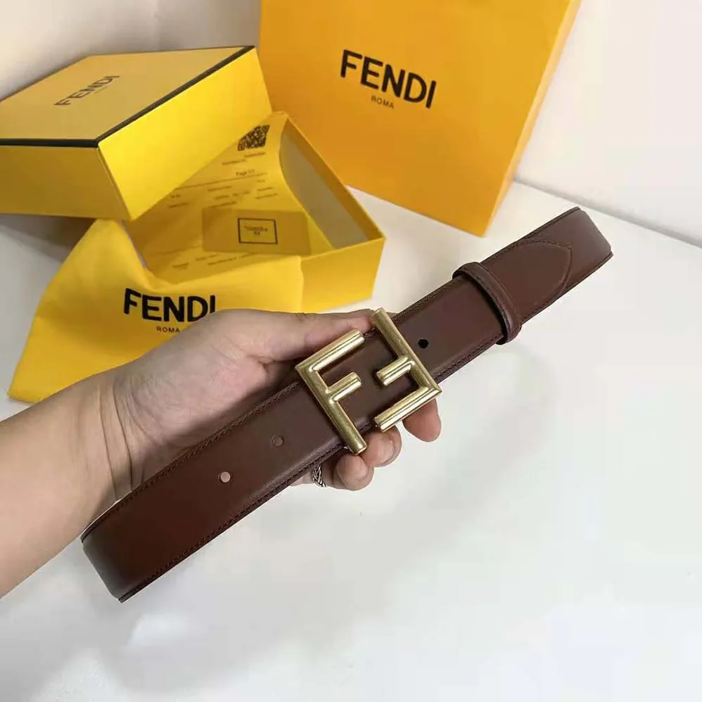 Fendi Belt with Loop and FF Stud Buckle for Women