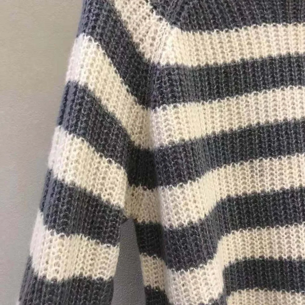Dior Stand Collar Sweater Gray and Ecru D-Stripes Alpaca Cashmere and Silk Knit for Women Dior Stand Collar Sweater Gray and Ecru D-Stripes Alpaca Cashmere and Silk Knit for Women