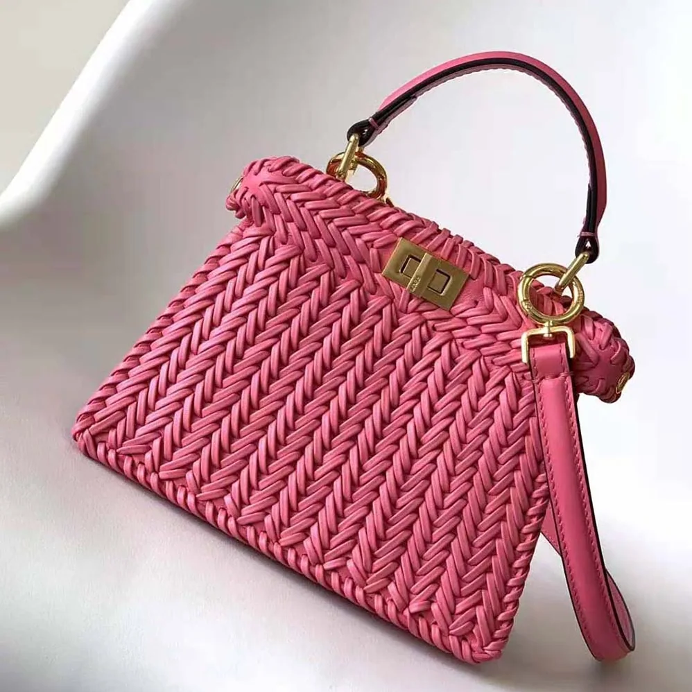 Fendi Peekaboo ISeeU Petite Pink Padded Calfskin Leather Bag for Women