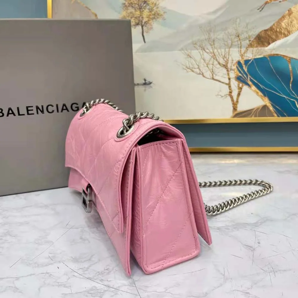 Balenciaga Crush Small Chain Bag Quilted in Optic Pink for Women