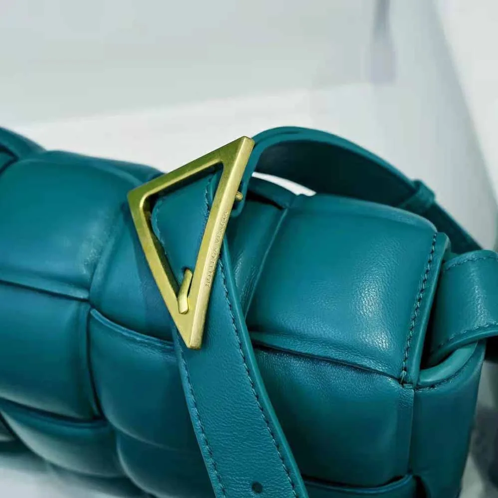 Bottega Veneta Padded Cassette Padded Intreccio Leather Cross-Body Bag for Women in Blue