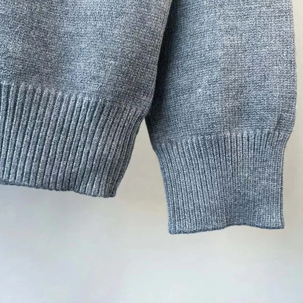 Prada Cashmere and Silk Sweater With Intarsia Logo for Women in Silver