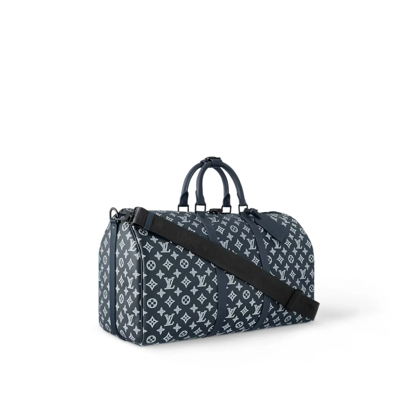 Louis Vuitton Keepall Bandouliere 50 Travel Bag in Blue Moon Black Hardware Louis Vuitton Keepall Bandouliere 50 Travel Bag in Blue Moon Black Hardware