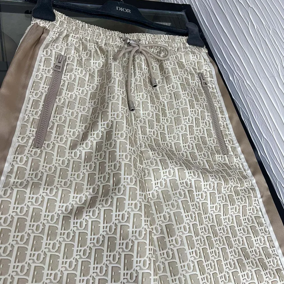 Dior Flared Pants Beige Technical Jacquard Taffeta with Dior Oblique Motif for Women Dior Flared Pants Beige Technical Jacquard Taffeta with Dior Oblique Motif for Women