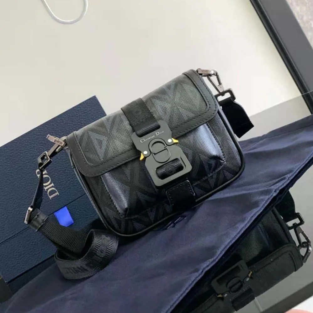 Dior Mini Dior Hit the Road Bag Black CD Diamond Canvas for Men