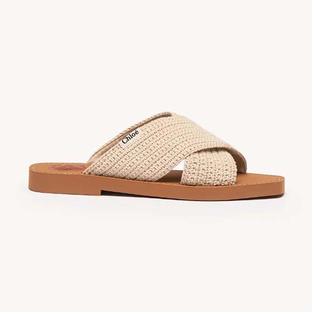 Chloe Woody Flat Mule for Women in Beige Chloe Woody Flat Mule for Women in Beige