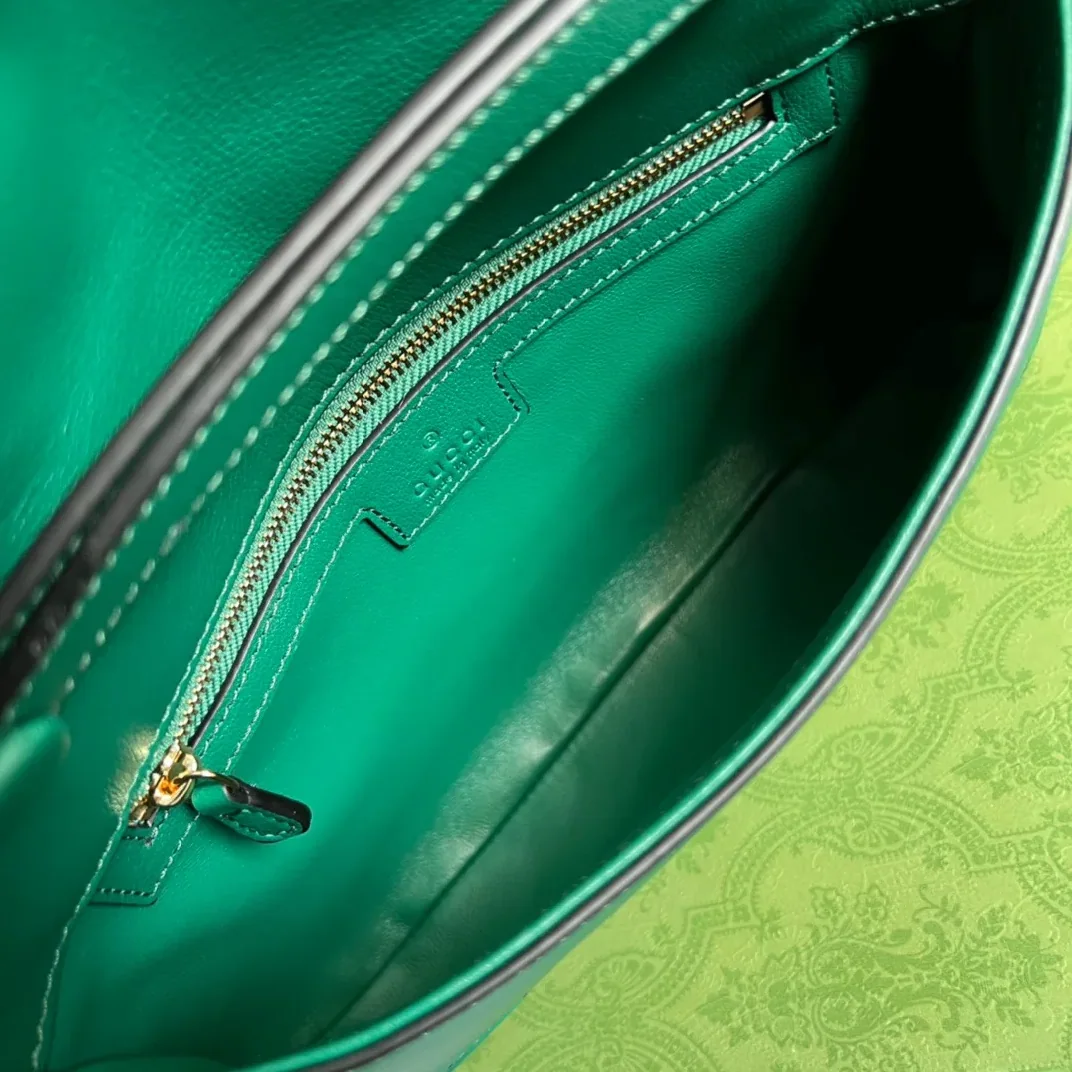 Gucci Blondie Medium Shoulder Bag in Green Gold Hardware