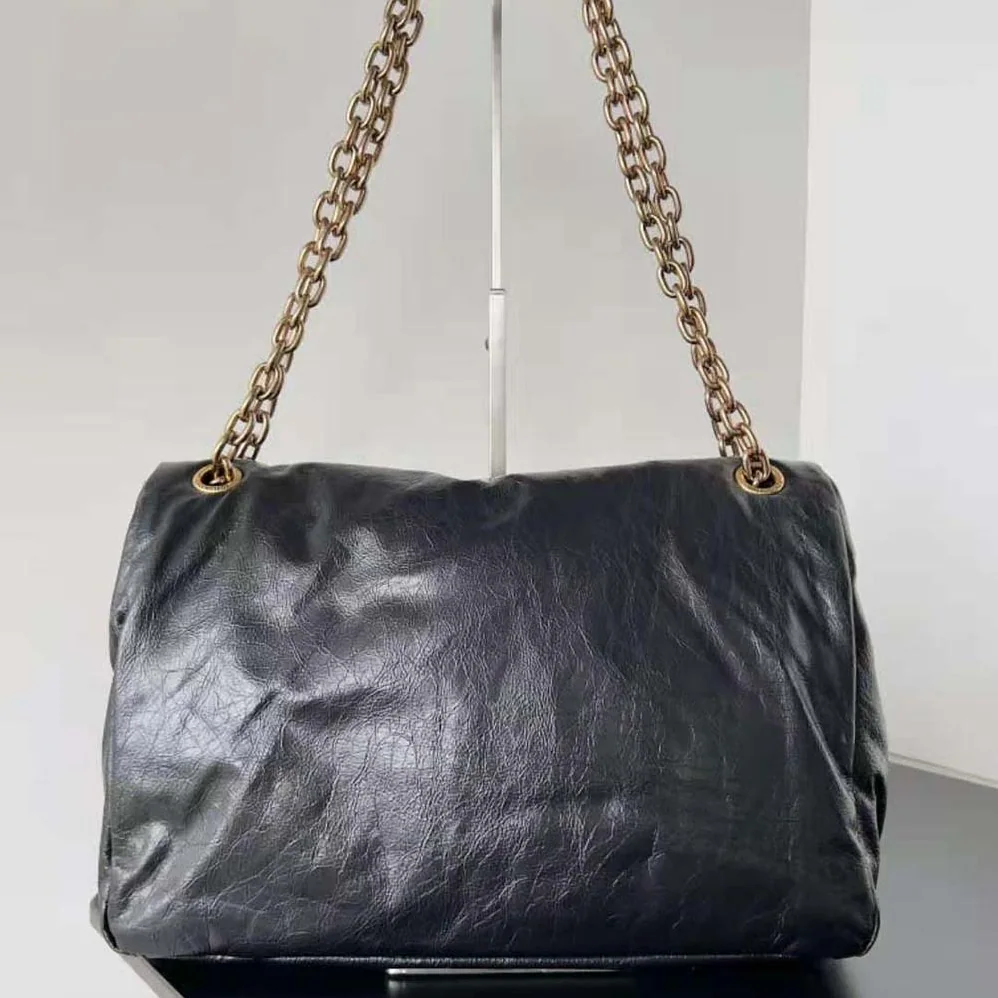 Balenciaga Monaco Medium Chain Bag in Black Arena Calfskin for Women