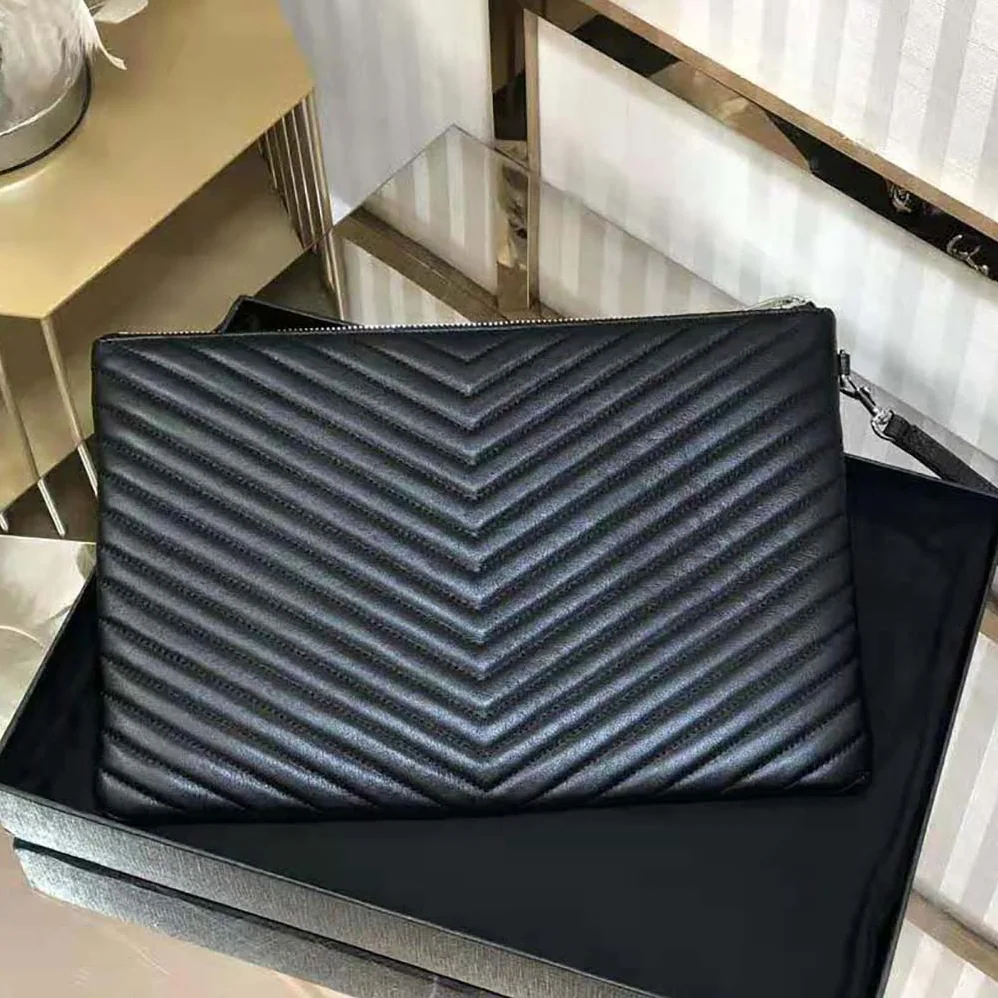 Saint Laurent YSL Monogram Document Holder in Matelasse Leather for Women in Silver Saint Laurent YSL Monogram Document Holder in Matelasse Leather for Women in Silver