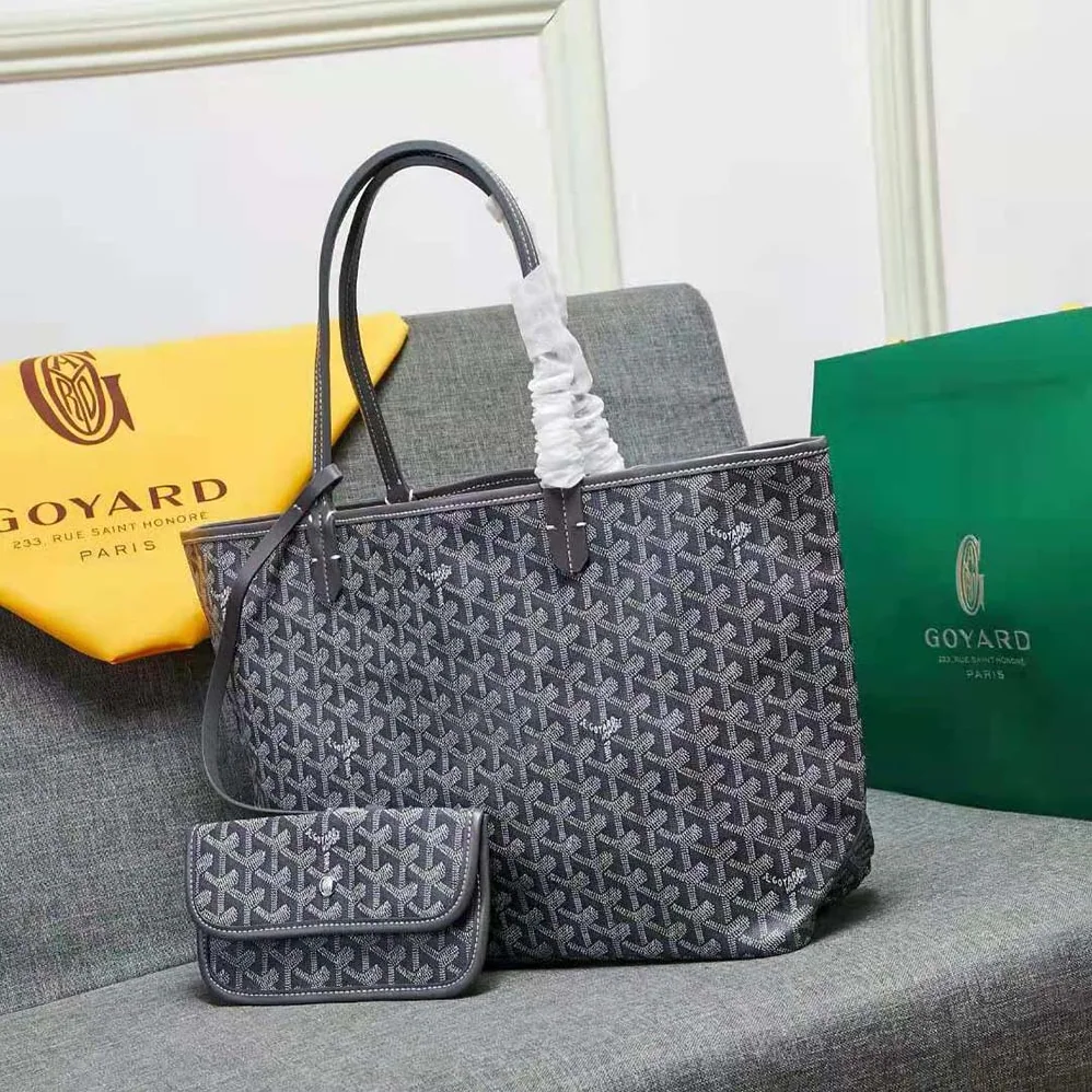 Goyard Sac Artois MM in Goyardine Canvas & Chevroches Calfskin for Women in Gray Goyard Sac Artois MM in Goyardine Canvas & Chevroches Calfskin for Women in Gray