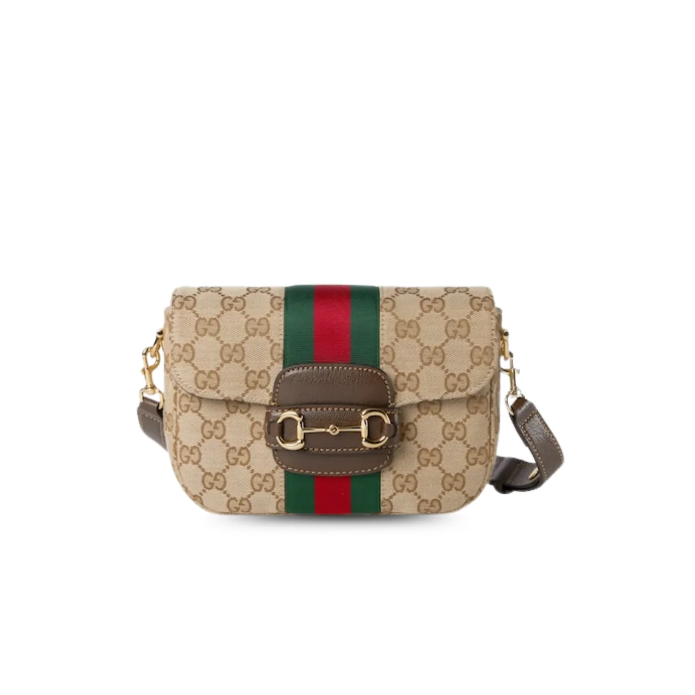 Gucci Horsebit 1955 Small Shoulder Bag / Sand And Dark Brown Gold Hardware