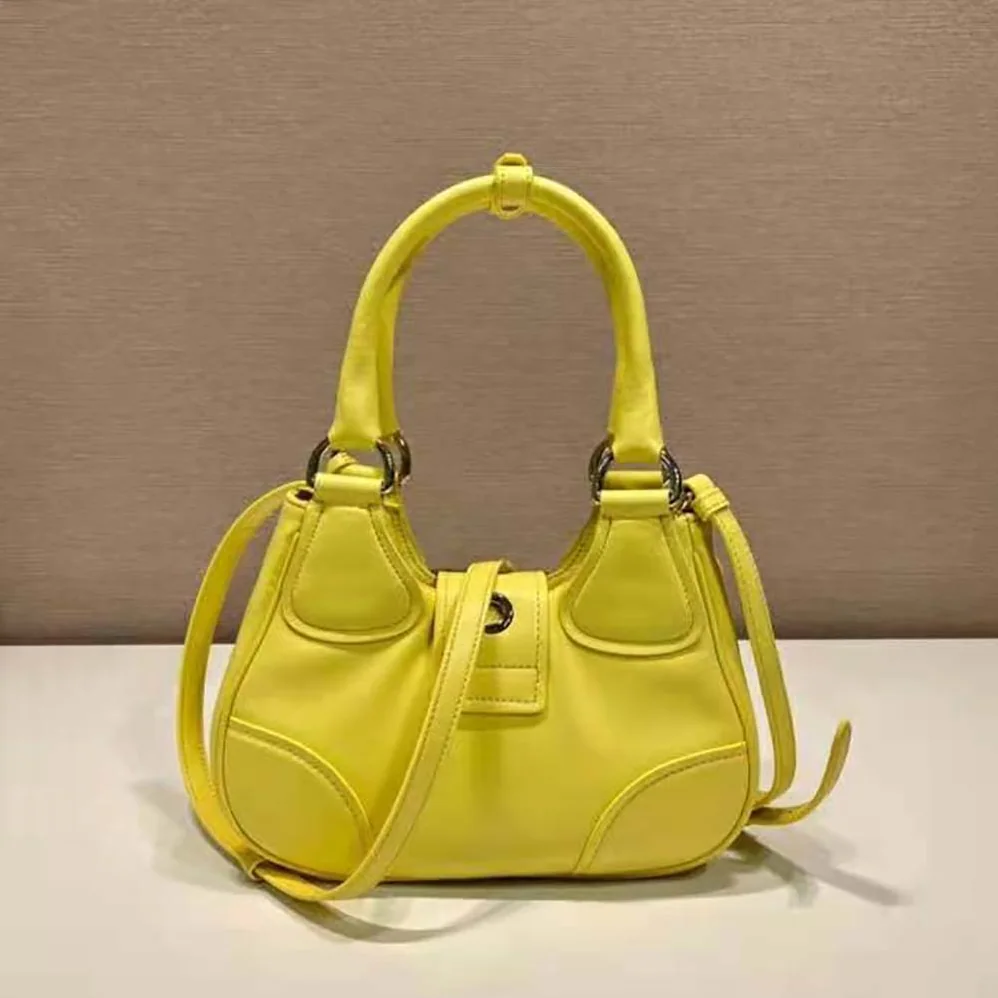 Prada Moon Re-Nylon and Leather Bag for Women in Yellow