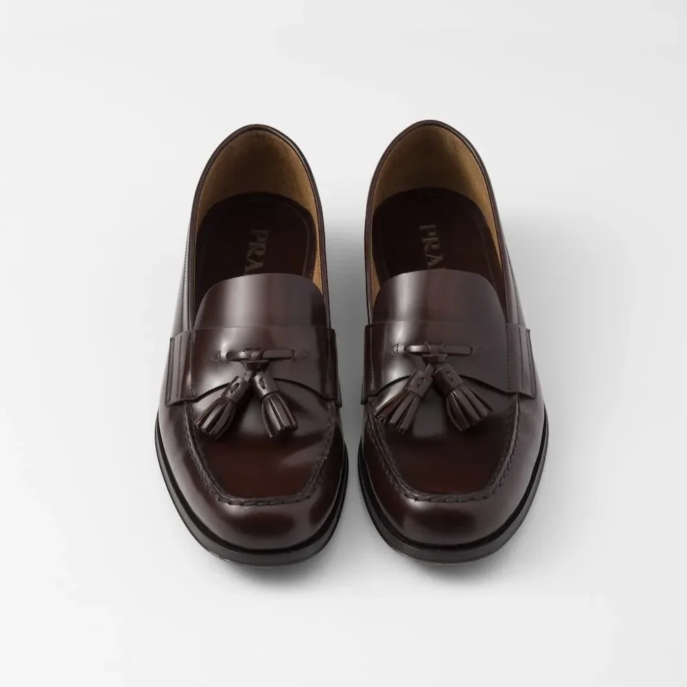 Prada Brushed Leather Loafers Sienna 2DB214_055_F0038_F_C000 Prada Brushed Leather Loafers Sienna 2DB214_055_F0038_F_C000