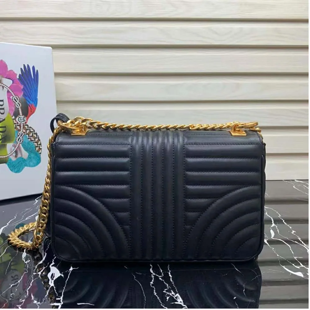 Prada Medium Leather Prada Diagramme Bag for Women in Black