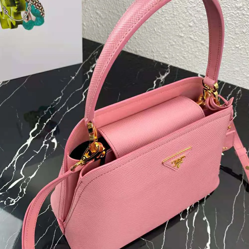 Prada Medium Saffiano Leather Prada Matinee Bag for Women in Pink Prada Medium Saffiano Leather Prada Matinee Bag for Women in Pink