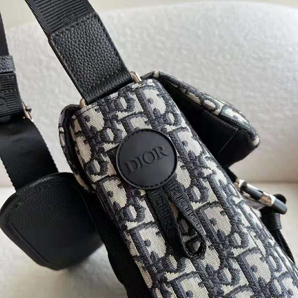 Dior Explorer Messenger Bag Beige and Black Dior Oblique Jacquard for Men