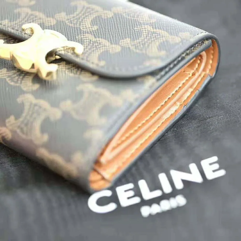 Celine Small Triomphe Wallet in Triomphe Canvas for Women in Tan Celine Small Triomphe Wallet in Triomphe Canvas for Women in Tan