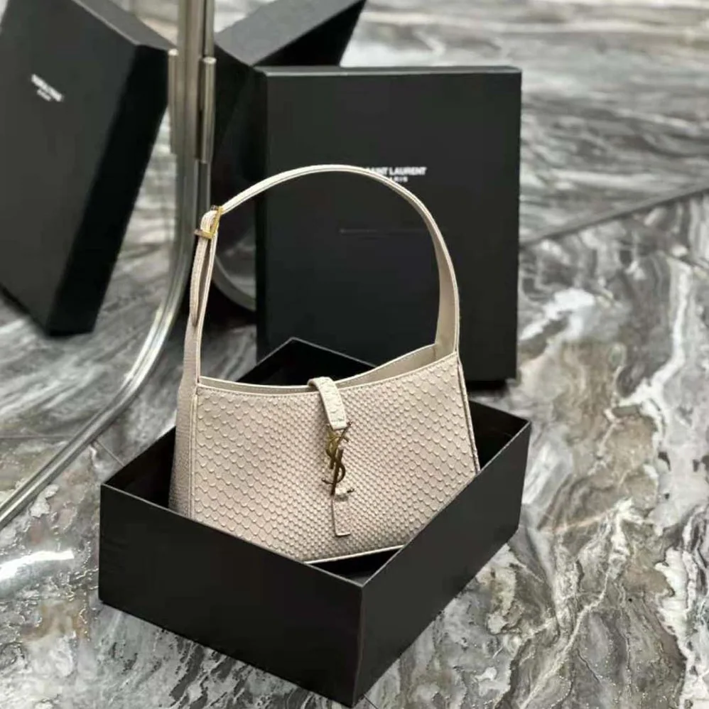 Saint Laurent YSL Le 5 A 7 Hobo Bag in Python for Women in White