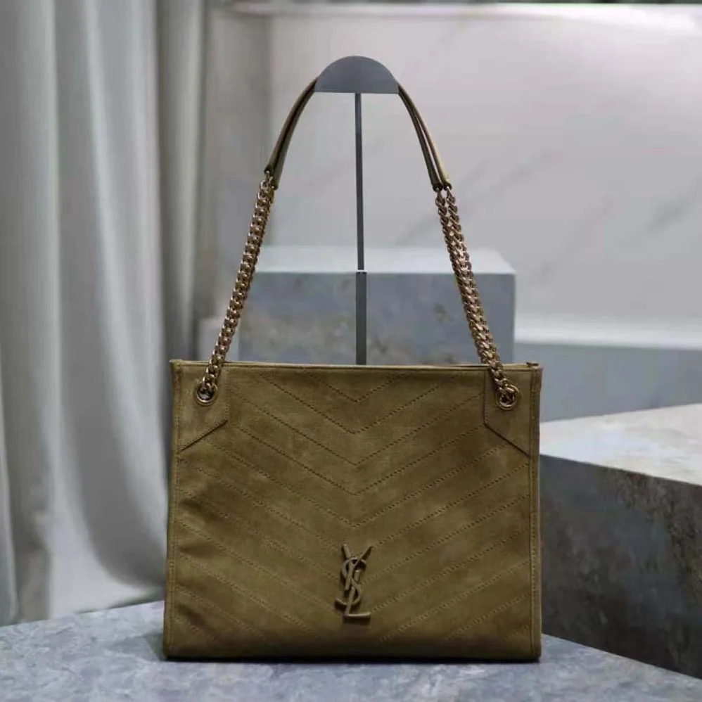 Saint Laurent YSL Niki Medium Shopping Bag in Suede for Women in Green Saint Laurent YSL Niki Medium Shopping Bag in Suede for Women in Green